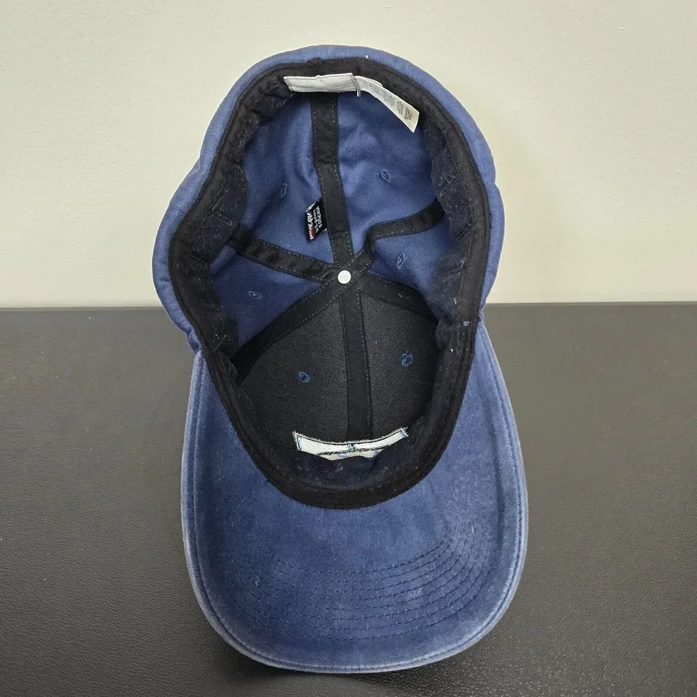 VINTAGE Nike Hat Cap Mens One Size Blue‎ Swoosh Spellout Logo Distressed Y2K
